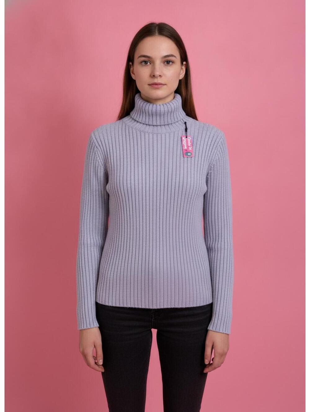 Christopher & Banks Light Gray Ribbed Turtleneck Sweater